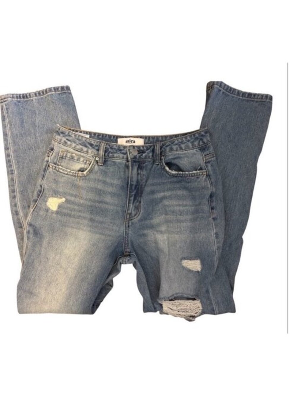 Mica Denim Los Angeles Frayed Distressed Casual Jeans Size 28